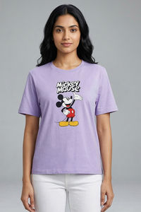 Zivame Mickey Mouse Knit Cotton Loungewear Top - Pastel Lilac — thumbnail 3